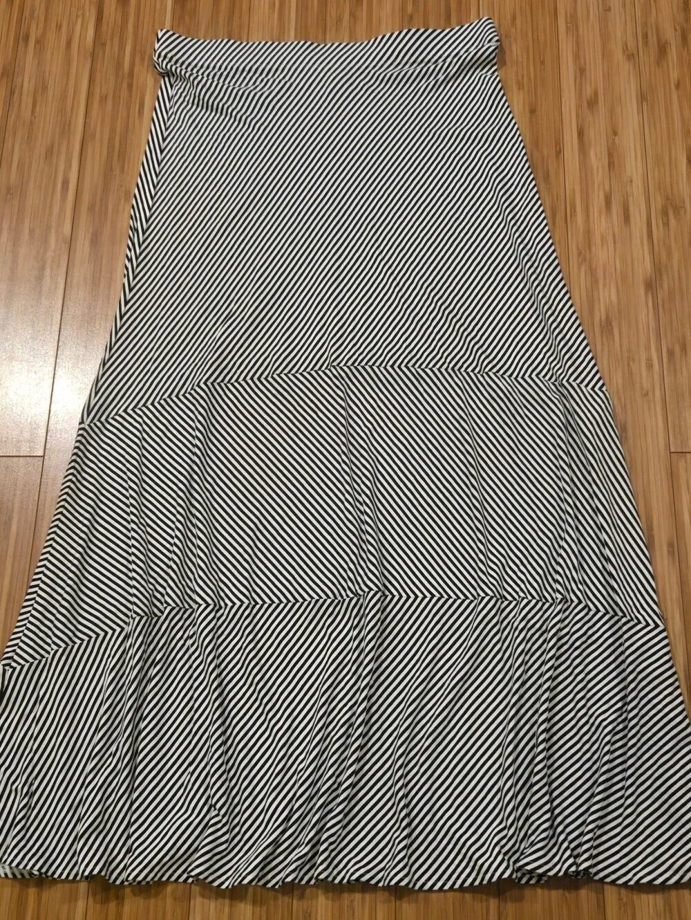 Chicos Black & White Diagonal Stripe Maxi Skirt